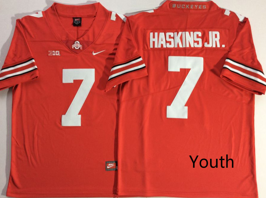 NCAA Youth Ohio State Buckeyes Red #7 HASKINS JR jerseys->youth ncaa jersey->Youth Jersey